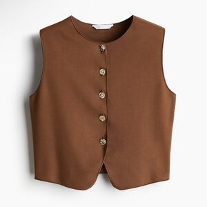 H&M Brown Button-Up Vest